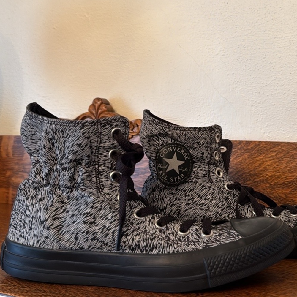 CONVERSE Chuck Taylor Scrunch Collar Black/Gray Reflective High Top Sneaker Sz 8